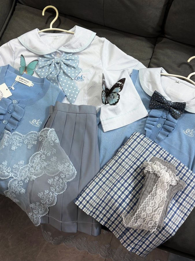【风间吟】 JK制服学院风马甲衬衫